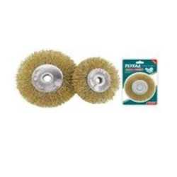 TOTAL Brass Wire Wheel Brush 200mm (8) – Ideal for Rust Removal and Metal Surface Cleaning