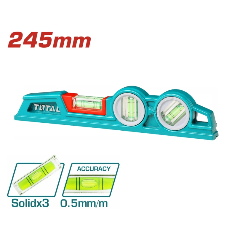 TOTAL Mason’s Level 245mm (TMT221306), High-Precision, Compact and Durable Level for Construction and DIY Projects - Total