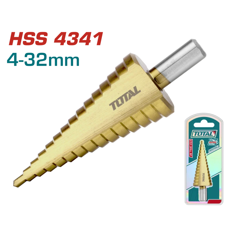 مجموعة مثقاب متدرج TOTAL 4-32 مم مطلية بالتيتانيوم HSS4341 للمعادن والخشب والبلاستيك - توتال