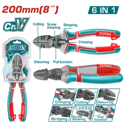 مجموع 8 بوصة 6 في 1 كماشة قطع قطرية متعددة الوظائف Cr V فولاذ