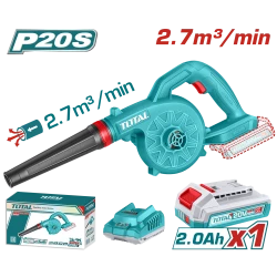 TOTAL 20V Cordless Blower with 2.0Ah Battery & Charger - 18000rpm, 2.7 m³/min Air Volume