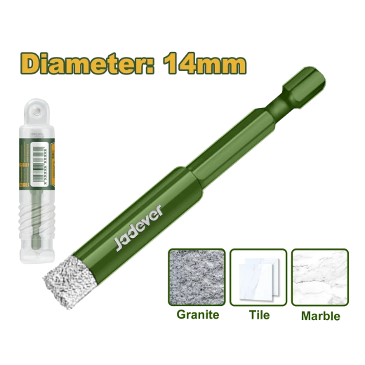 JADEVER Diamond Core Drill Bit Set for Tile, Ceramic, Granite, 6/14/16mm JADEVER Diamond Core Drill Bit Set for Tile, Ceramic, Granite, 6/14/16mm
