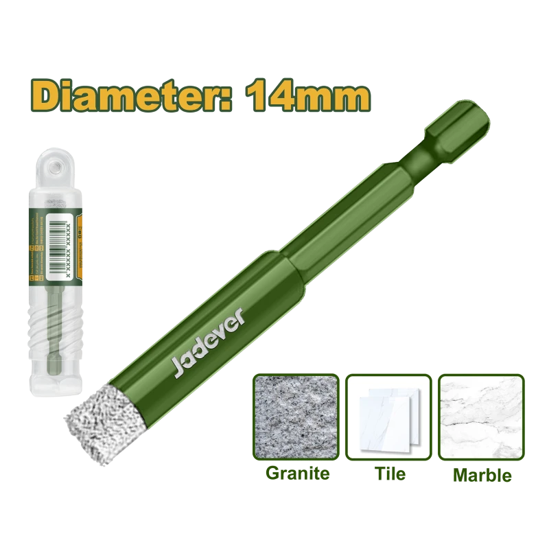 JADEVER Diamond Core Drill Bit Set for Tile, Ceramic, Granite, 6/14/16mm - Jadever