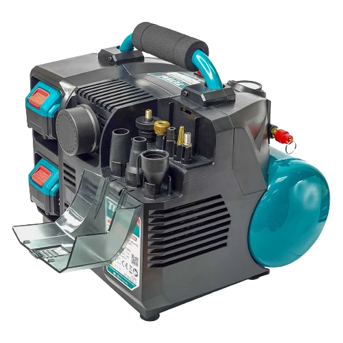 ضاغط هواء لاسلكي بسعة 60 لتر, يعمل ببطاريتين ليثيوم أيون 20V×2 (40V)، قوي ومحمول لنفخ الإطارات وتشغيل أدوات الهواء والتنظيف من توتال - توتال - Image 3