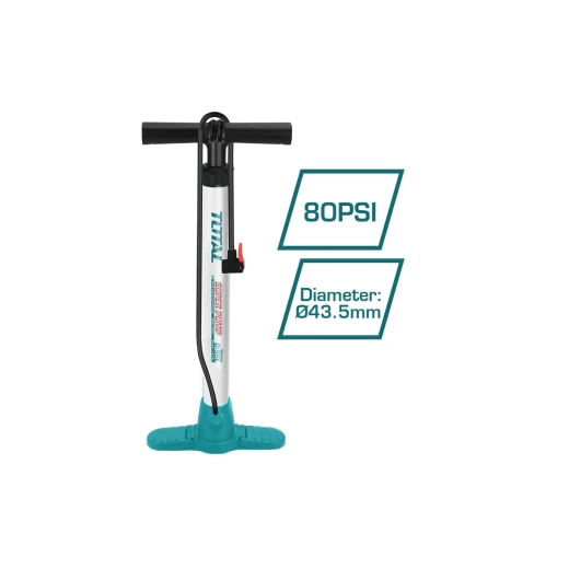 مضخة يدوية توتال 80 PSI – مضخة محمولة وخفيفة الوزن لتضخيم الاطارات والكرات الرياضية