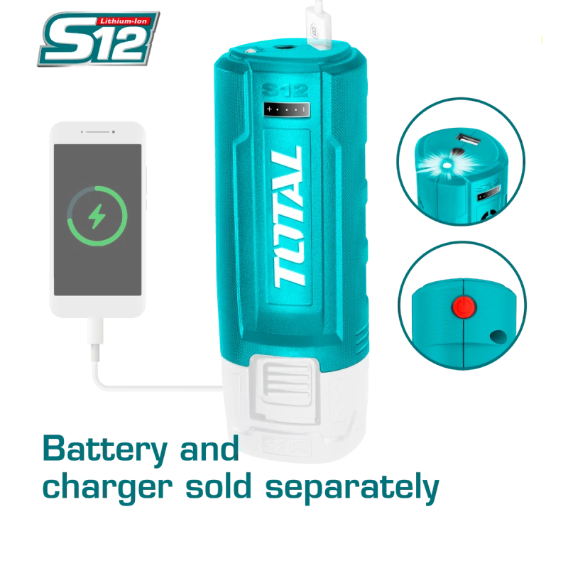 شاحن USB-A ليثيوم أيون من توتال – محول طاقة سريع الشحن لبطاريات الليثيوم أيون - توتال