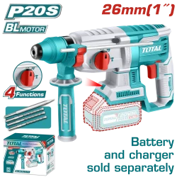 TOTAL Cordless Rotary Hammer Brushless 2.5J 26mm - Battery & Charger Sold Separately (TRHLI20228)