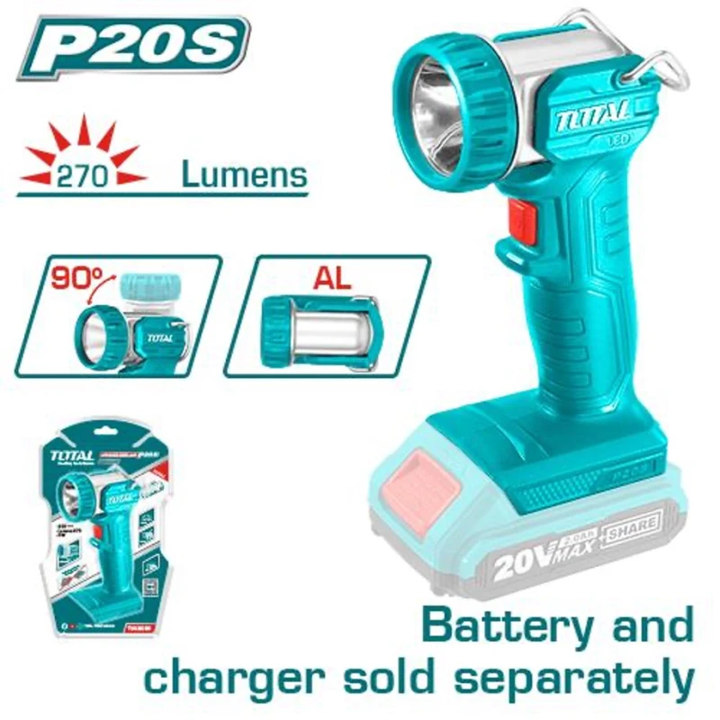 كشاف عمل ليد 20 فولت يعمل بالليثيوم أيون من توتال (TWLI2038) – إضاءة قوية ومحمولة لأماكن العمل - توتال