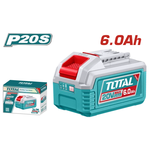 مجموعة بطارية ليثيوم أيون TOTAL 20V 6.0Ah لأدوات الطاقة من سلسلة P20S مجموعة بطارية ليثيوم أيون TOTAL 20V 6.0Ah لأدوات الطاقة من سلسلة P20S