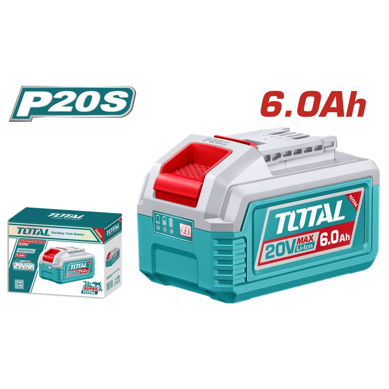 مجموعة بطارية ليثيوم أيون TOTAL 20V 6.0Ah لأدوات الطاقة من سلسلة P20S - توتال