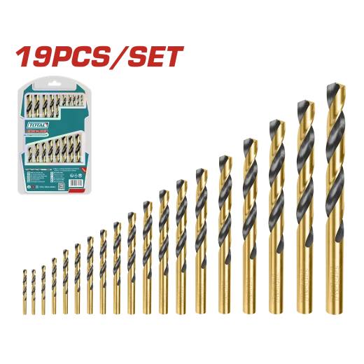 مجموعة مثقاب حلزوني HSS من TOTAL مكونة من 19 قطعة (1 مم - 10 مم) لحفر المعادن والخشب والبلاستيك مجموعة مثقاب حلزوني HSS من TOTAL مكونة من 19 قطعة (1 مم - 10 مم) لحفر المعادن والخشب والبلاستيك