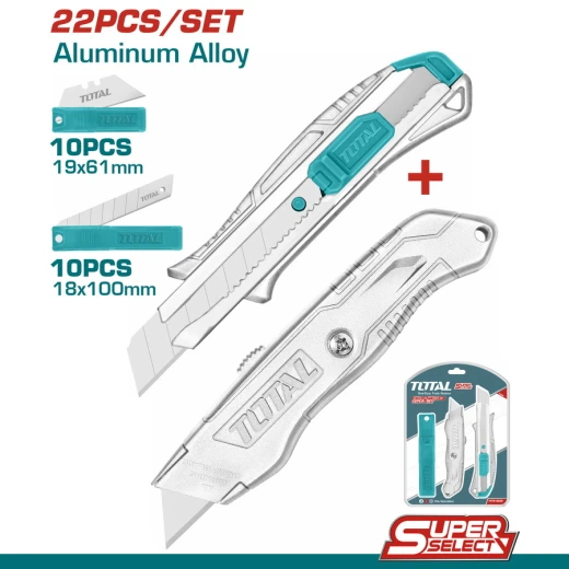 طقم سكاكين متعددة الاستخدامات من الألومنيوم من توتال، 22 قطعة (THT515226) – سكاكين متينة لمختلف مهام التقطيع طقم سكاكين متعددة الاستخدامات من الألومنيوم من توتال، 22 قطعة (THT515226) – سكاكين متينة لمختلف مهام التقطيع