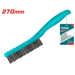 Total 270mm Wire Brush, Heavy-Duty Carbon Steel Bristles with Ergonomic Handle, 5-Row Design for Rust, Paint & Debris Removal