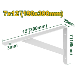 JADEVER Heavy Duty Shelf Bracket 30x19cm (JDZJ3330), Supports Up to 100kg per Pair, 6 Mounting Holes for Secure Fit, White Finish, Screws Not Included