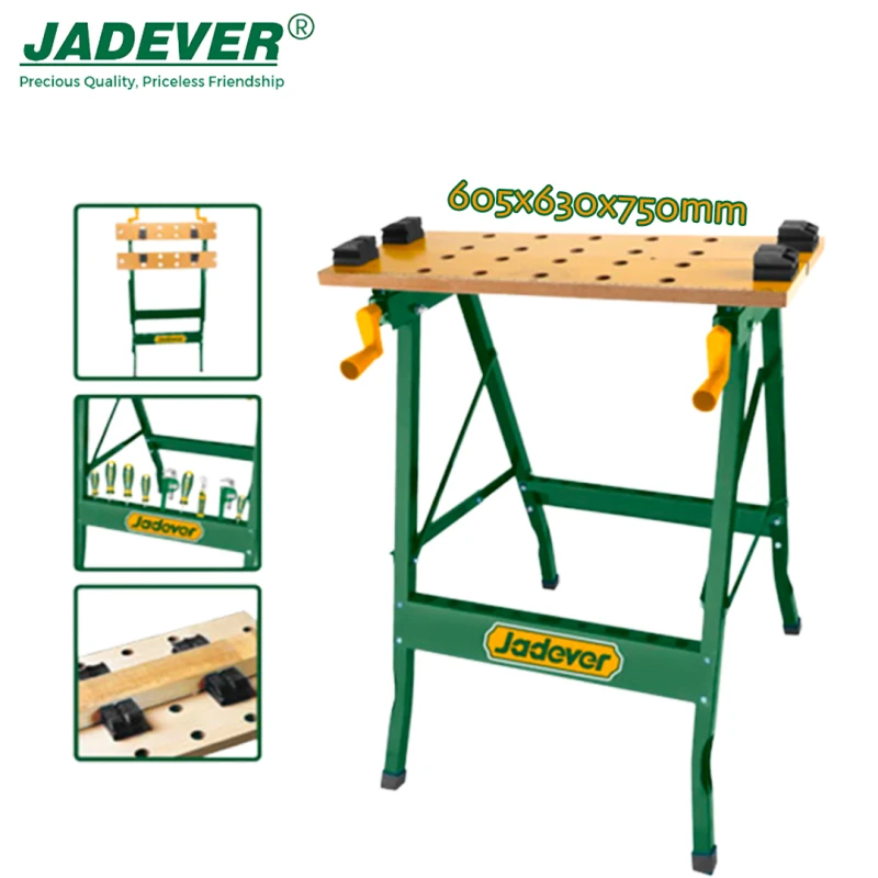 طاولة عمل قابلة للطي موديل JDWE1525 ,تحمل حتى 100 كجم, سطح MDF متين مع مسطرة ومنقلة مدمجة, 24 فتحة تثبيت ومشبك بعرض 240 مم, تصميم محمول وموفر للمساحة من جادفر - جادفر