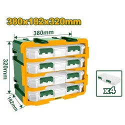 JADEVER Modular Storage Tower 4 Pcs (JDTB8344), Interlocking Drawer Organizer with Wall-Mount Option, Compact Plastic Storage for Home, Office, or Workshop