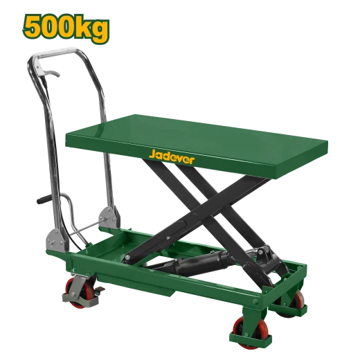طاولة رفع يدوية تتحمل حتى 500 كجم، سطح 850×500 مم، ارتفاع قابل للتعديل من 285 إلى 880 مم، مزودة بعجلات PU ودواسة قدم، مثالية للمستودعات وورش العمل من جادفر طاولة رفع يدوية تتحمل حتى 500 كجم، سطح 850×500 مم، ارتفاع قابل للتعديل من 285 إلى 880 مم، مزودة بعجلات PU ودواسة قدم، مثالية للمستودعات وورش العمل من جادفر