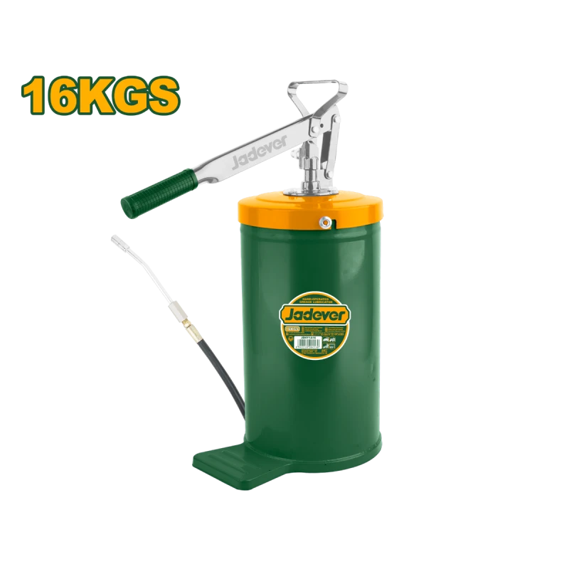 جهاز تزييت يدوي موديل JDHY1A16 , سعة كبيرة 16 كجم، ضغط عالي 3000 PSI، خرطوم بطول 1500 مم، أسطوانة فولاذية قوية، مضخة شحم يدوية للاستخدام الصناعي من جادفر - جادفر
