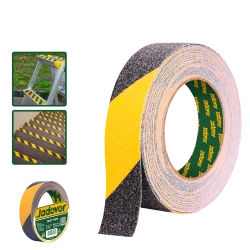 JADEVER Anti-Slip Safety Tape 5m x 25mm, High Visibility Black & Yellow Grip Tape for Stairs, Ramps, Floors & Hazard Zones, Strong Adhesive, Slip-Resistant Traction Strip