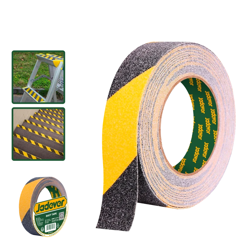 JADEVER Anti-Slip Safety Tape 5m x 25mm, High Visibility Black & Yellow Grip Tape for Stairs, Ramps, Floors & Hazard Zones, Strong Adhesive, Slip-Resistant Traction Strip - Jadever