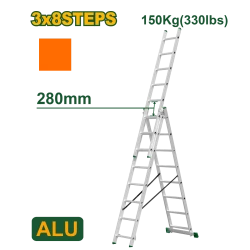 Jadever 3-Section Extension Ladder – 3x8 Steps, Heavy-Duty and Adjustable Ladder for Professional Use (JDLD6H38)
