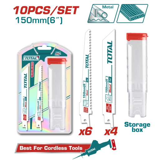 طقم 10 قطع نسلات منشار ترددي 150مم | 6 إنش من توتال (TAC521002)
