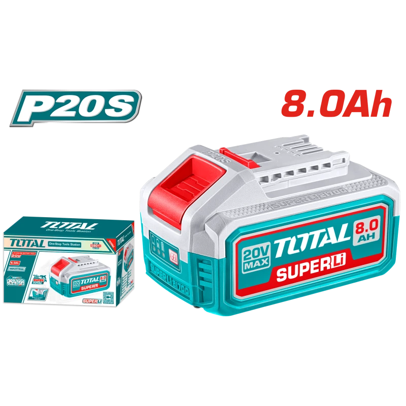 مجموعة بطارية ليثيوم أيون TOTAL 20V 8.0Ah لسلسلة أدوات P20S مع مؤشر LED - توتال