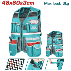 TOTAL Tool Vest Adjustable with 17 Pockets for Versatile Storage (TTVT16025)