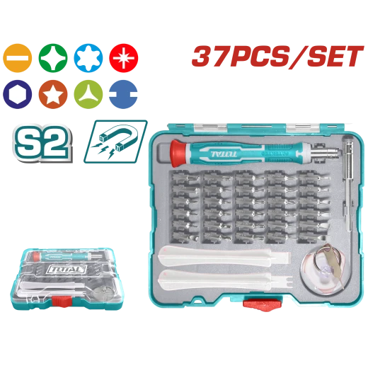 طقم مفكات دقيقة 37قطعة من توتال (TACSD30376) طقم مفكات دقيقة 37قطعة من توتال (TACSD30376)