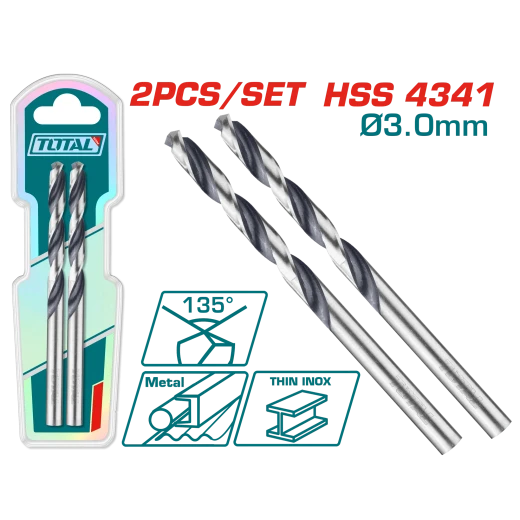 طقم 2قطعة HSS 4341 ريش حفر - 3ملم من توتال (TAC1200034) طقم 2قطعة HSS 4341 ريش حفر - 3ملم من توتال (TAC1200034)