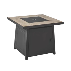 Mainstays 30" Square Tile Top Gas Fire Pit Table - 50,000 BTU Black Outdoor Heater