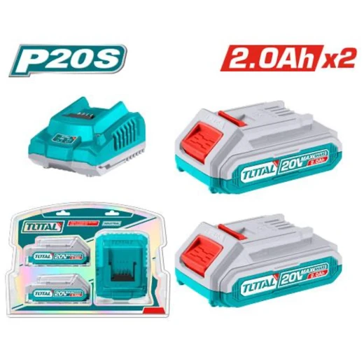 طقم بطارية وشاحن ليثيوم أيون Total P20S (TFBCPK1222) طقم بطارية وشاحن ليثيوم أيون Total P20S (TFBCPK1222)