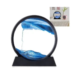 Moving Sand Art Round Glass: 3D Hourglass for Home Decor & Relaxation