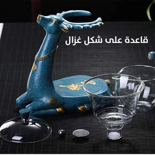 إبريق شاي زجاجي بشكل غزال مع صنبور سفلي, تصميم أنيق مقاوم للحرارة لتحضير الشاي بالأعشاب والأوراق، بدون تنقيط، زجاج شفاف - Image 3