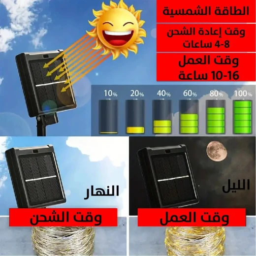 أضواء سلسلة LED تعمل بالطاقة الشمسية لتزيين الأماكن الخارجية والداخلية - Image 4