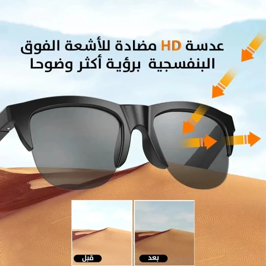 نظارة شمسية لاسلكية مع سماعة رأس F-06: صوت وأناقة وحماية من الأشعة فوق البنفسجية - Image 3