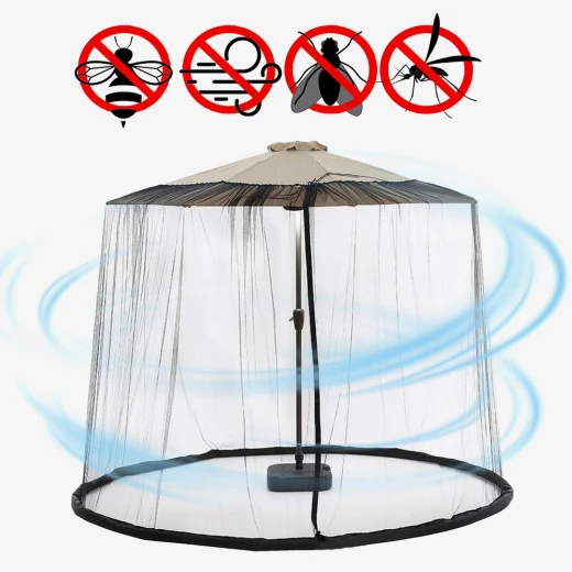Outdoor Patio Umbrella Insect Screen with Water Edges - Image 2