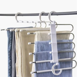 5-Tier Clothes Hanger, Space-Saving Horizontal or Vertical Closet Organizer, Durable Design for Wrinkle-Free Garment Storage