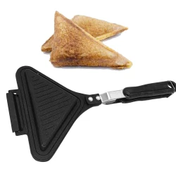 Gas Stovetop Triangle Toast Maker, Non-Stick Sandwich Press for Perfect Crispy Snacks & Quick Breakfasts, Easy to Use & Clean