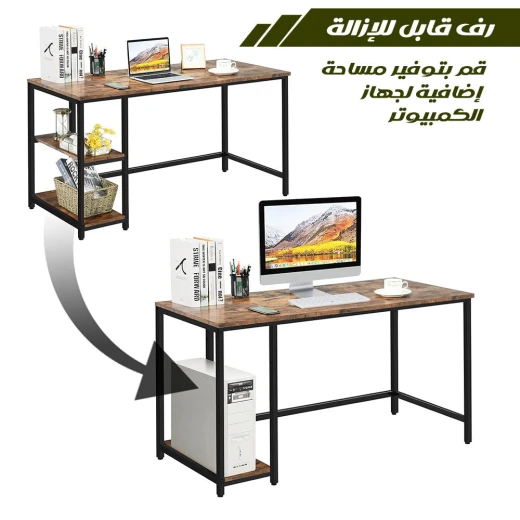 Modern Office Desk with Shelves, Spacious Computer Workstation with Storage, Stylish, Durable Home Office Table with Open Shelving & Easy Assembly - Image 2
