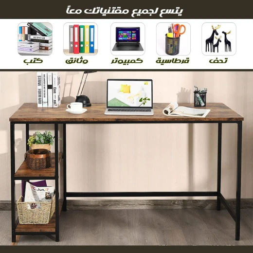 Modern Office Desk with Shelves, Spacious Computer Workstation with Storage, Stylish, Durable Home Office Table with Open Shelving & Easy Assembly - Image 3