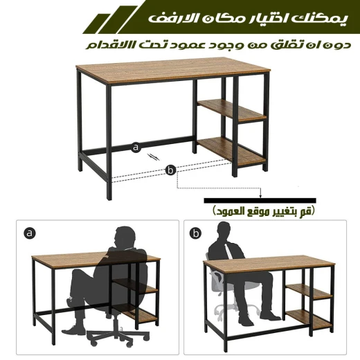 Modern Office Desk with Shelves, Spacious Computer Workstation with Storage, Stylish, Durable Home Office Table with Open Shelving & Easy Assembly - Image 5