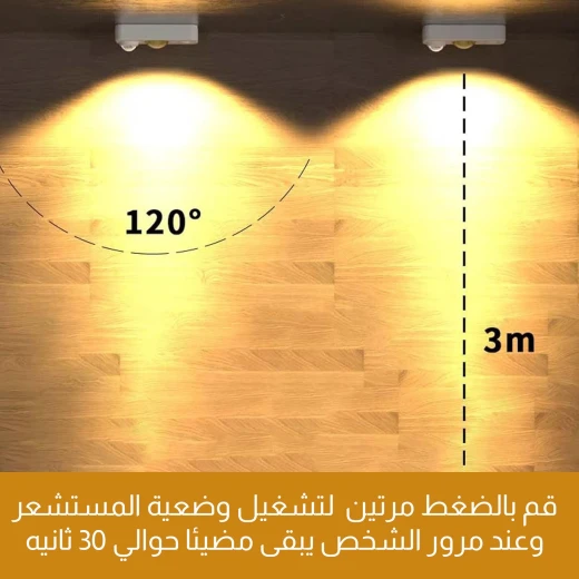 ضوء ليلي LED قابل لإعادة الشحن مع مستشعر حركة, إضاءة ليلية لاسلكية صغيرة للتثبيت الذاتي, مثالي للممرات، الخزائن، السلالم وغرف النوم - Image 4