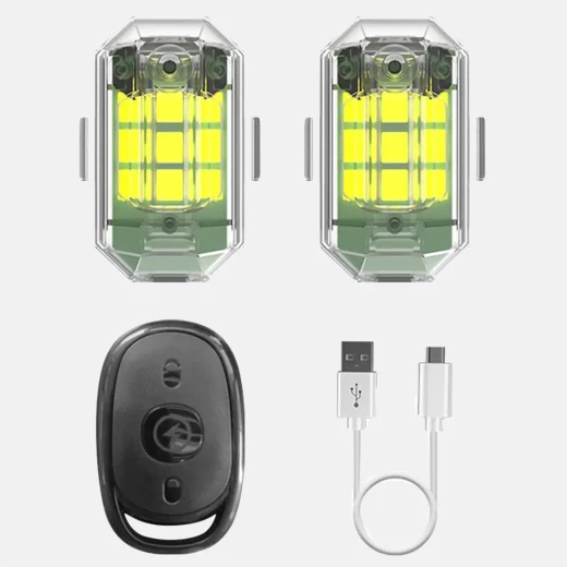 أضواء ستروب LED للسيارات والدراجات النارية مع جهاز تحكم عن بعد - عبوة من 2 أضواء ستروب LED للسيارات والدراجات النارية مع جهاز تحكم عن بعد - عبوة من 2