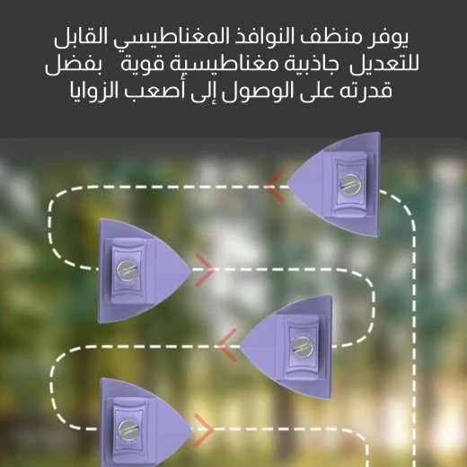 منظف نوافذ مغناطيسي مزدوج الجوانب وقابل للتعديل, أداة تنظيف زجاج فعالة وآمنة للنوافذ العالية، تنظيف بدون خطوط وبمغناطيس قوي - Image 7