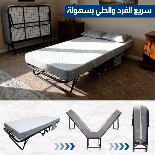 سرير قابل للطي بفرشة إسفنجية مريحة، سرير للضيوف، تصميم موفر للمساحة - Image 4