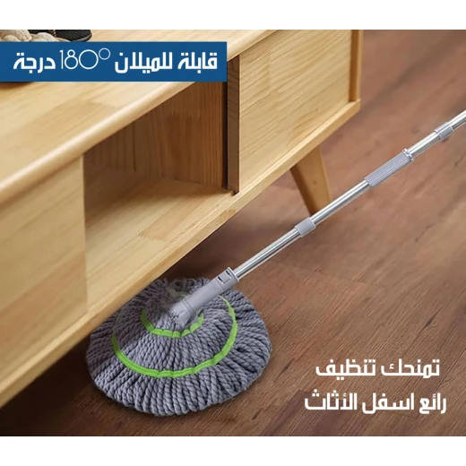 ممسحة ذاتية العصر بمقبض لولبي من الألياف الدقيقة رأس دوار 360 درجة - Image 4