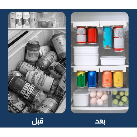 منظم رف تخزين علب المشروبات بالثلاجة، قابل للتكديس، يحمل 12 علبة، شفاف - Image 4