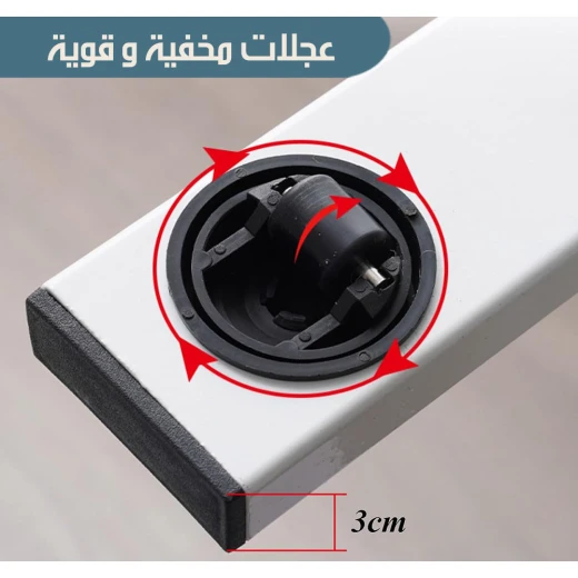 طاولة جانبية قابلة للطي والتمديد من MetaShop مع عجلات، تصميم متعدد الاستخدامات لغرفة المعيشة وغرفة النوم، لون أسود، قطعة واحدة، سهلة التخزين - ميتاشوب - Image 7
