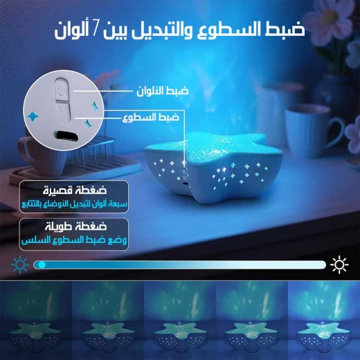جهاز عرض ضوء الليل لأمواج المحيط، أجواء مهدئة، أزرق، أبيض، وحدة واحدة - Image 4